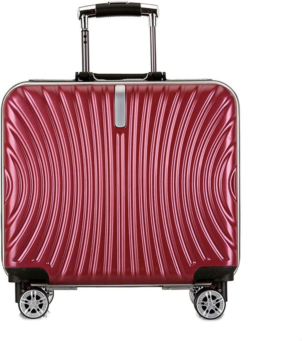 Trolley Case, Suitcase New Aluminum Frame 18 Inch Password to Board the Chassis,Red,18Inches