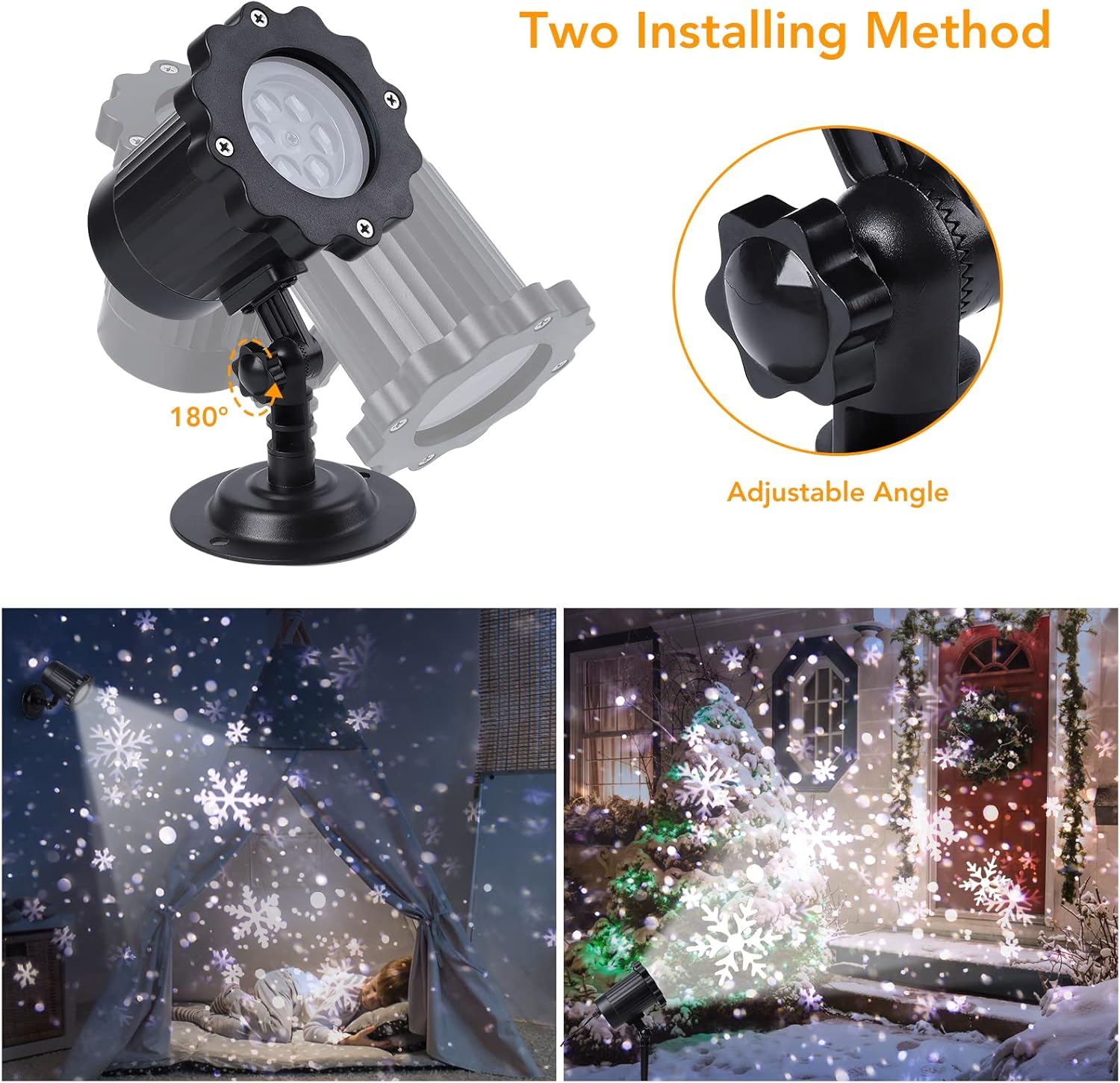 Christmas Snowflake Projector Lights Outdoor,Litake Smart Christmas Snowfall LED Lighting Projector with App,Snowfall Landscape Light, Upgrade IP65 Waterproof Rotating Projection Lamp for Winter image number 4