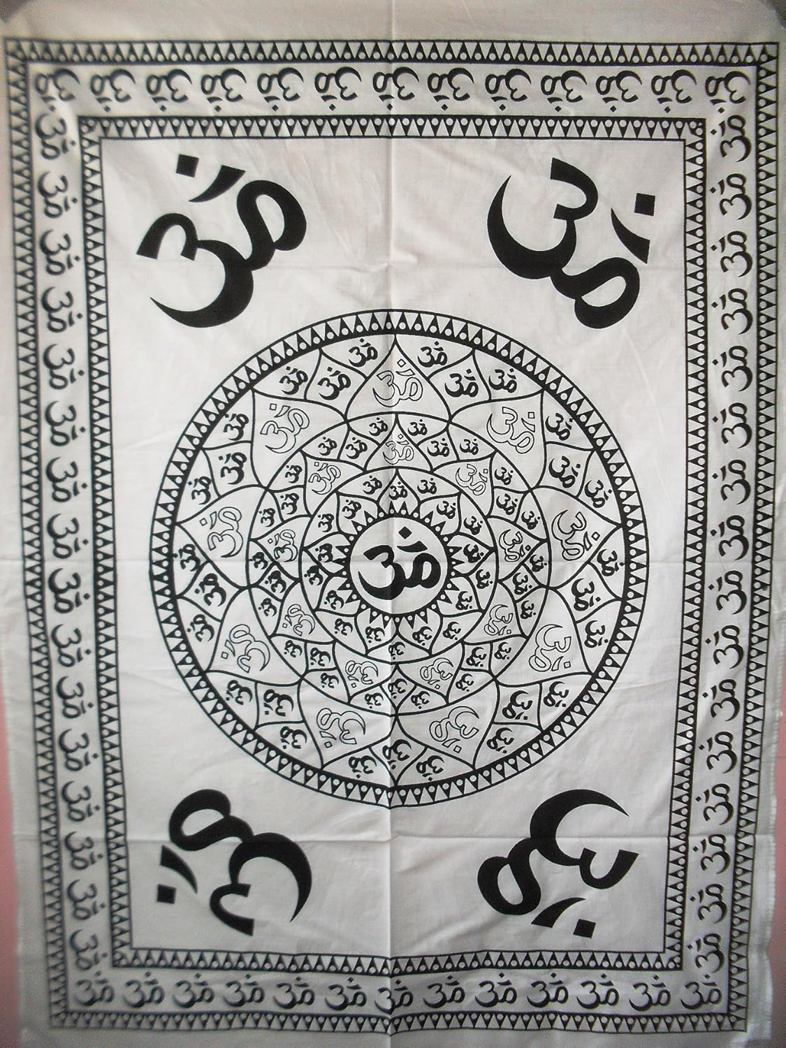 Traditional Jaipur Om Mandala Wall Art Poster, Hippie Wall Tapestry, Indian Dorm Decor, Boho Wall Art, Bohemian Wall Hanging, Size 80Cm X 100Cm, Good Luck Poster or Wall Sticker image number 1