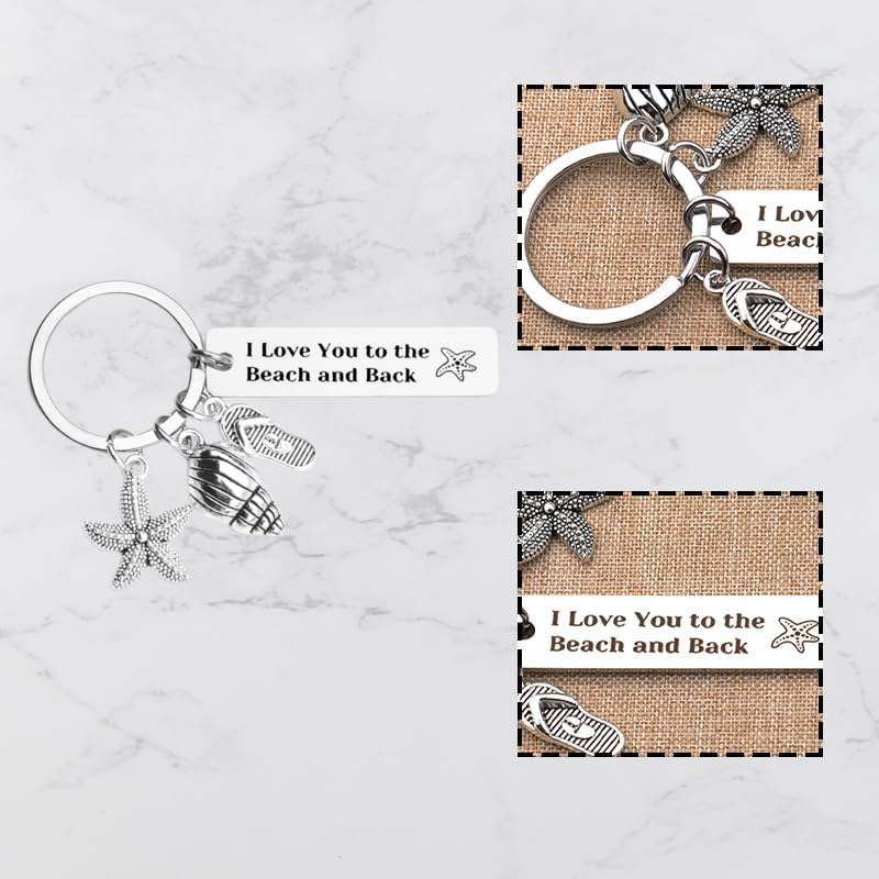 Birthday Gifts for Mom Dad Christmas Birthday Gifts for Boyfriend Girlfriend I Love You to the Beach and Back Keychain Gifts for Grandpa Grandma Beach Lover Women Men image number 4