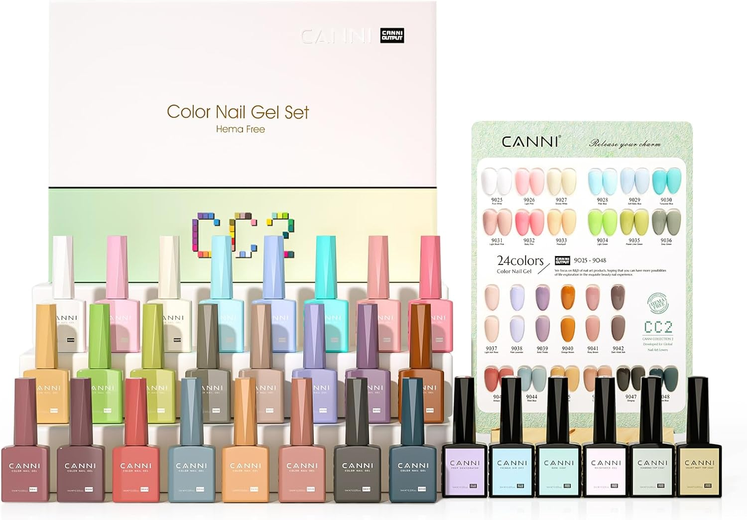 CANNI CC2 Gel Nail Polish Set, 30 Pcs 9Ml White Pink Nude Blue Pastel Gel Polish Kit Soak off LED Natural Nail Polish Set Nail Art Starter Manicure Salon DIY at Home image number 6