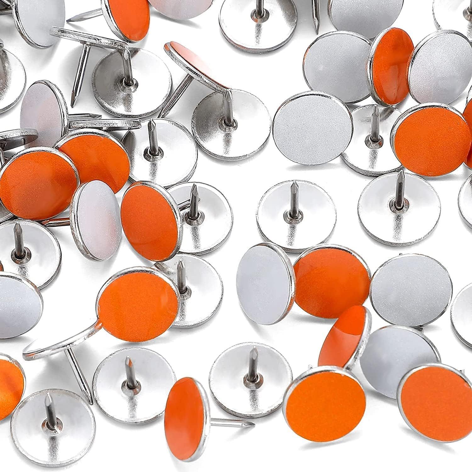 100 Pcs Reflective Tacks Trail, Marking Tacks Reflective Trail Tacks Glow Tacks Reflective Trail Markers Mark Trail Reflective Thumb Tacks for Hunting Hiking Camping Tree Stand (Orange image number 5