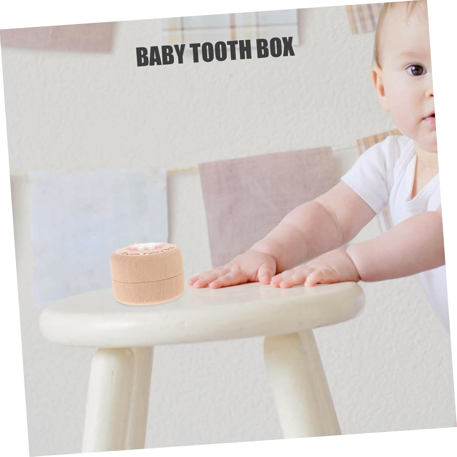 Wooden Tooth Holder Box Portable Boys and Girls Teeth Collector Fetal Hair Saver Organizer image number 5