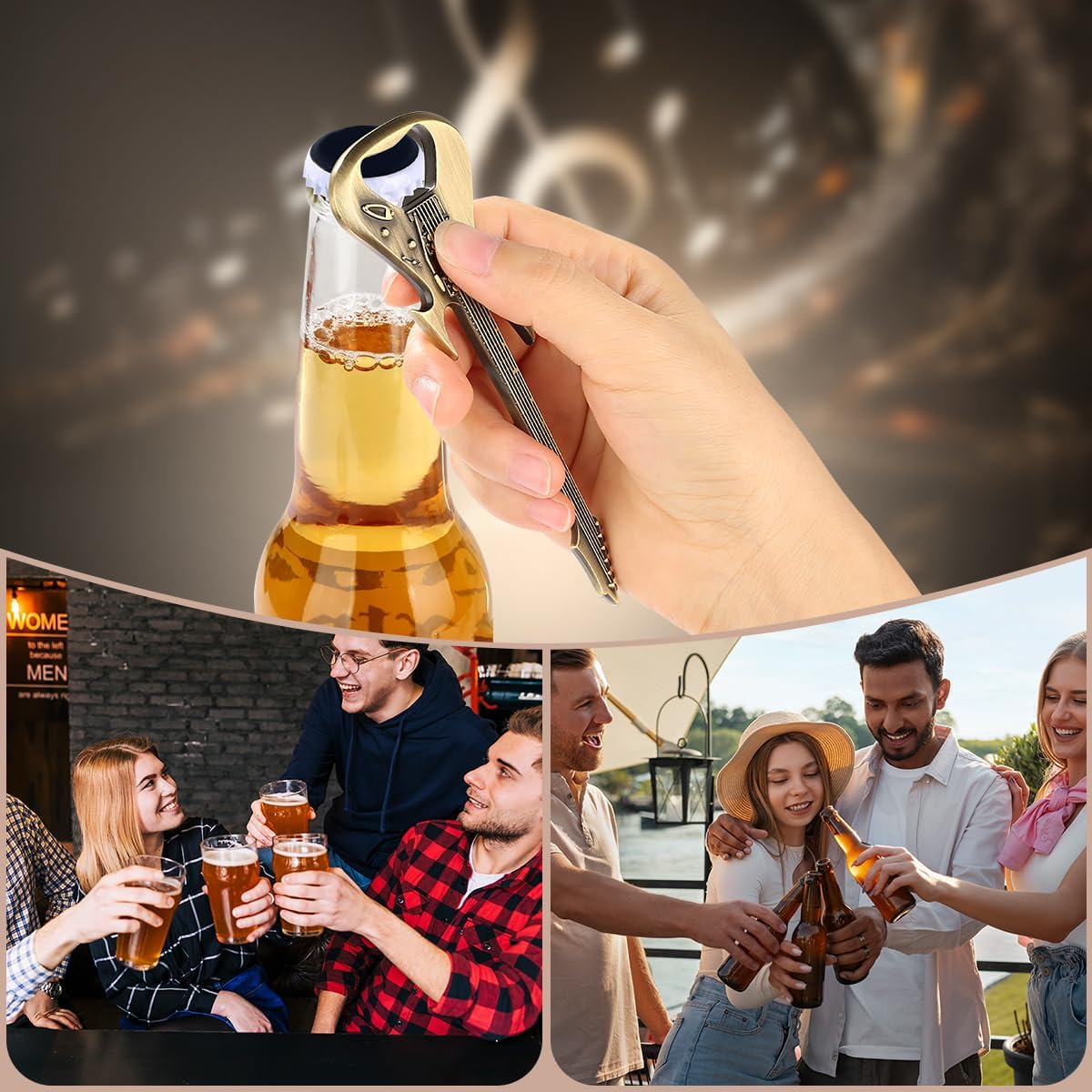 Bronze Guitar Bottle Opener, Beer Gadgets, Guitar Shaped Beer Opener, Novel Gifts for Men Women, Musical Instrument Gift for Guitarist, Musician, Music Presents, Christmas Gifts, Kitchen Pub Tools