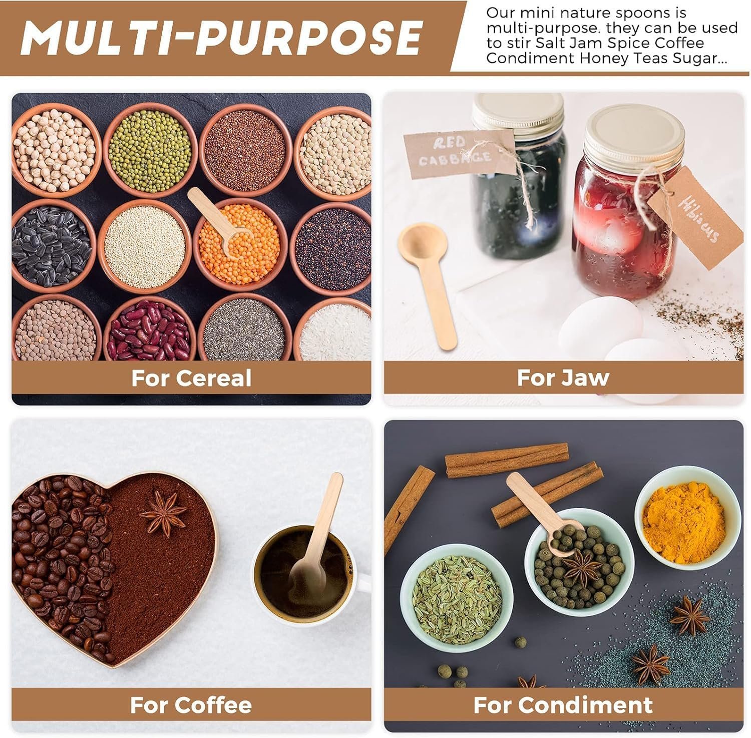 Shengsenfu Small -20 PCS Mini Bamboo Condiment Spoons for Salt Sugar Coffee Tea Honey and Jam Perfect for Seasoning Tasting and Stirring Small Wooden Kitchen Spoons Wooden Coffee image number 5