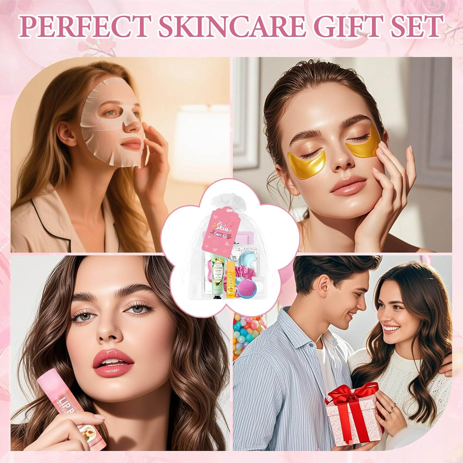 Erinde 60 PCS Spa Party Supplies for Girls, Spa Party Favors Include Face Masks Skincare, Hand Cream, Lip Balm, under Eye Patches, Lip Mask, Foot Bath Bombs, Bulk Birthday Sleepover Party Supplies image number 2