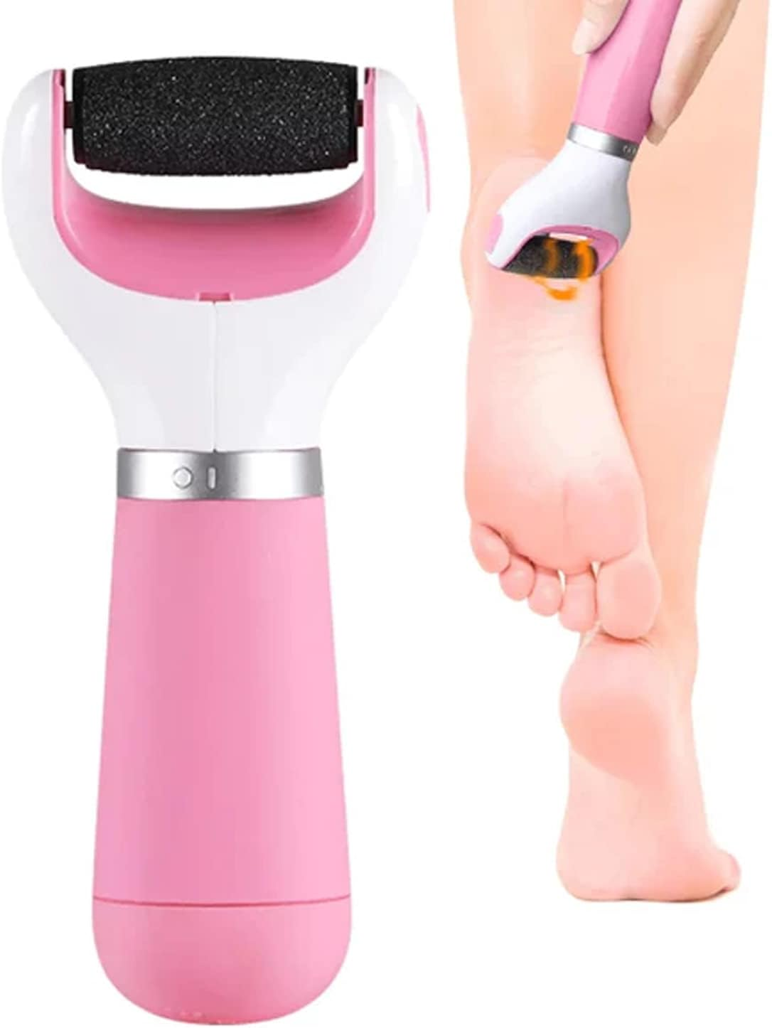 EZONEDEAL Electric Foot Grinder with Roller Head Battery Powered Portable Feet File Pedi Tool Foot Callus Remover for Dead Hard Cracked Dry Skins- Light Pink image number 1