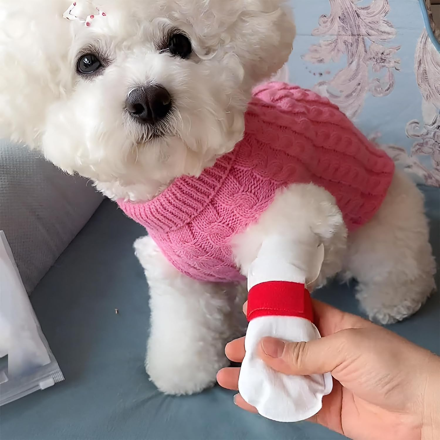 INCAUCA 20 Piece Disposable Dog Booties for Large Dogs, Waterproof Disposable Dog Shoes with Adhesive Bandage, Dog Foot Covers Socks, Paw Protector for Pet Doggy Puppy inside outside Walking, L image number 5