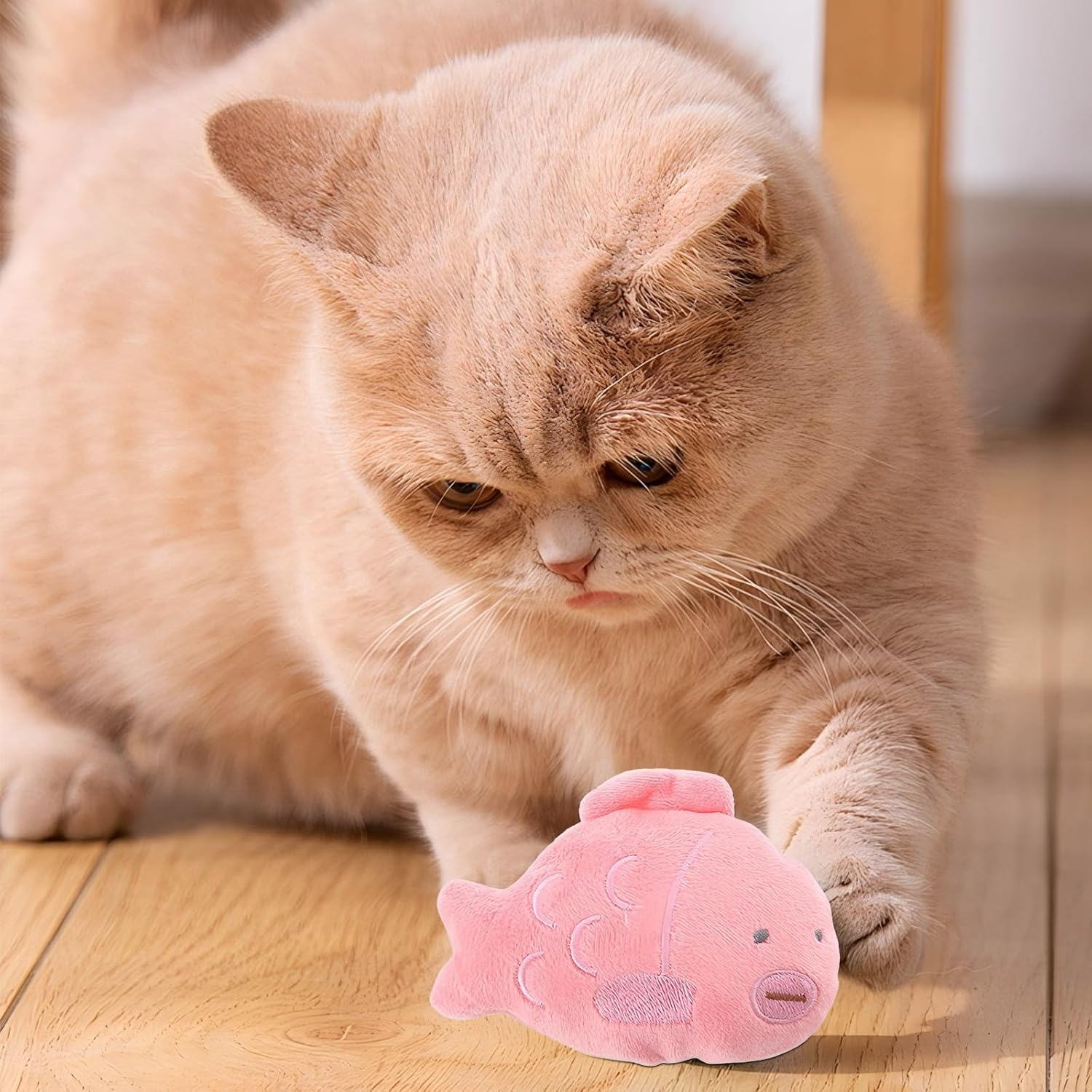 Larfraecy 3-Pack Cat Catnip Toys Plush Cat Chew Teeth Cleaning Toys with Catnip Interactive Toy for Cat Squeaky Ocean Creatures Toys for Cats, Includes Stingray, Clownfish, and Shark