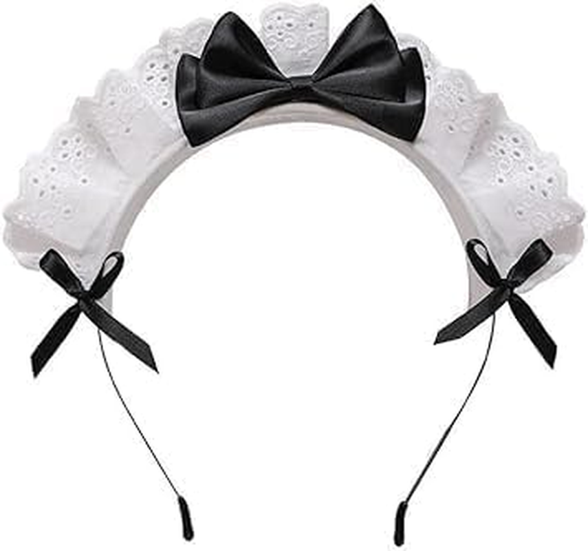 Black Women Girls for Lolita Headband Lace Bow Hair Band Maid Anime Cosplay Headwear Ribbon Bowknot Women'S Fashion Headbands Cute Hair Band Party Hair Accessories image number 2