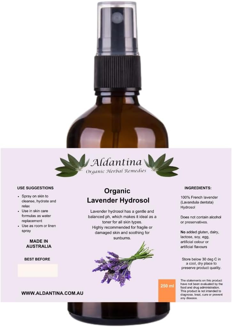 Organic Lavender Hydrosol (250 Ml) - Steam Distilled from Lavender Flowers - Made in Australia image number 4