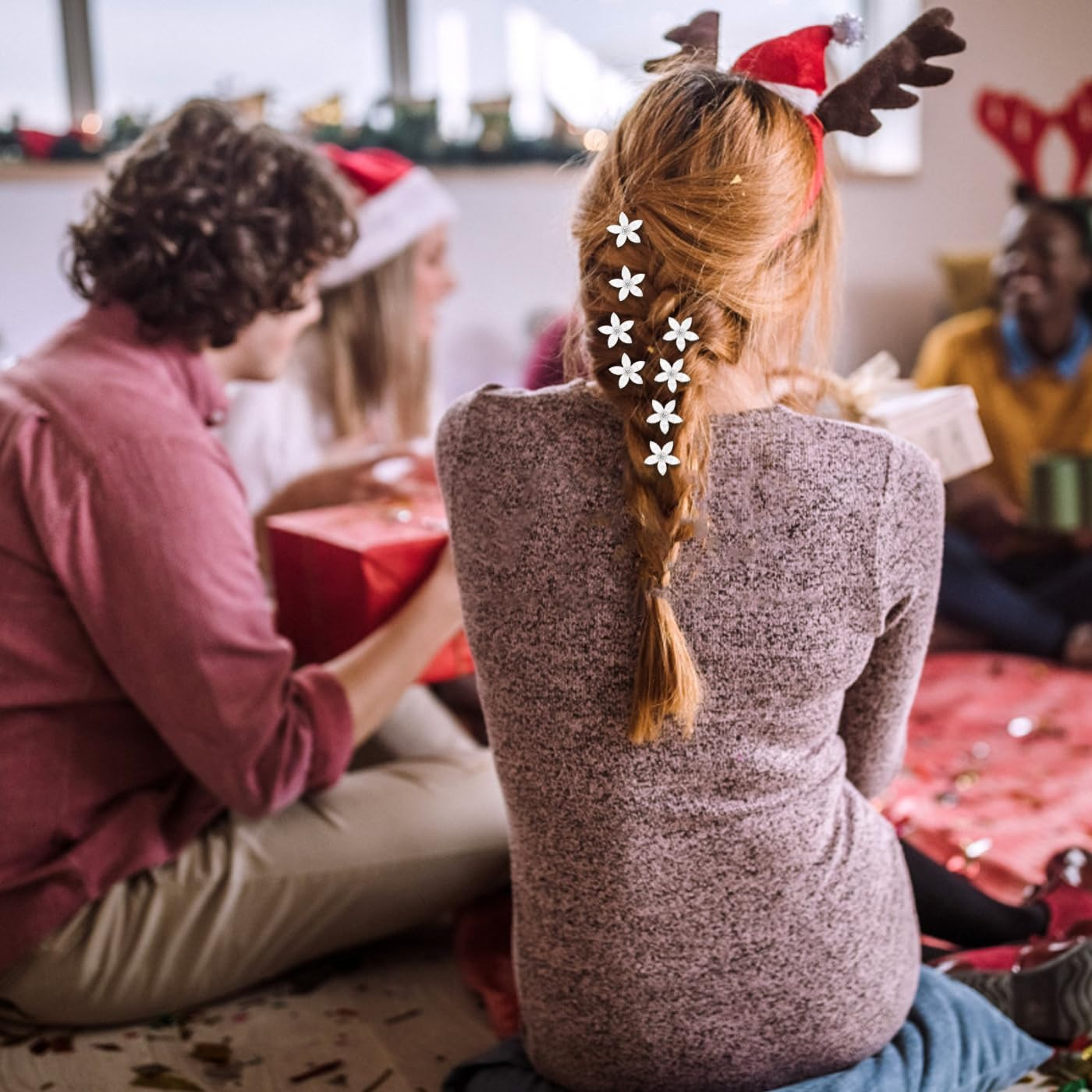 AYNKH 20 Pieces Small Lily Hair Clips White Pink Rhinestone Cute Metal Pins for Girls Women Bridal Wedding Decorative Daily Hair Accessories image number 6