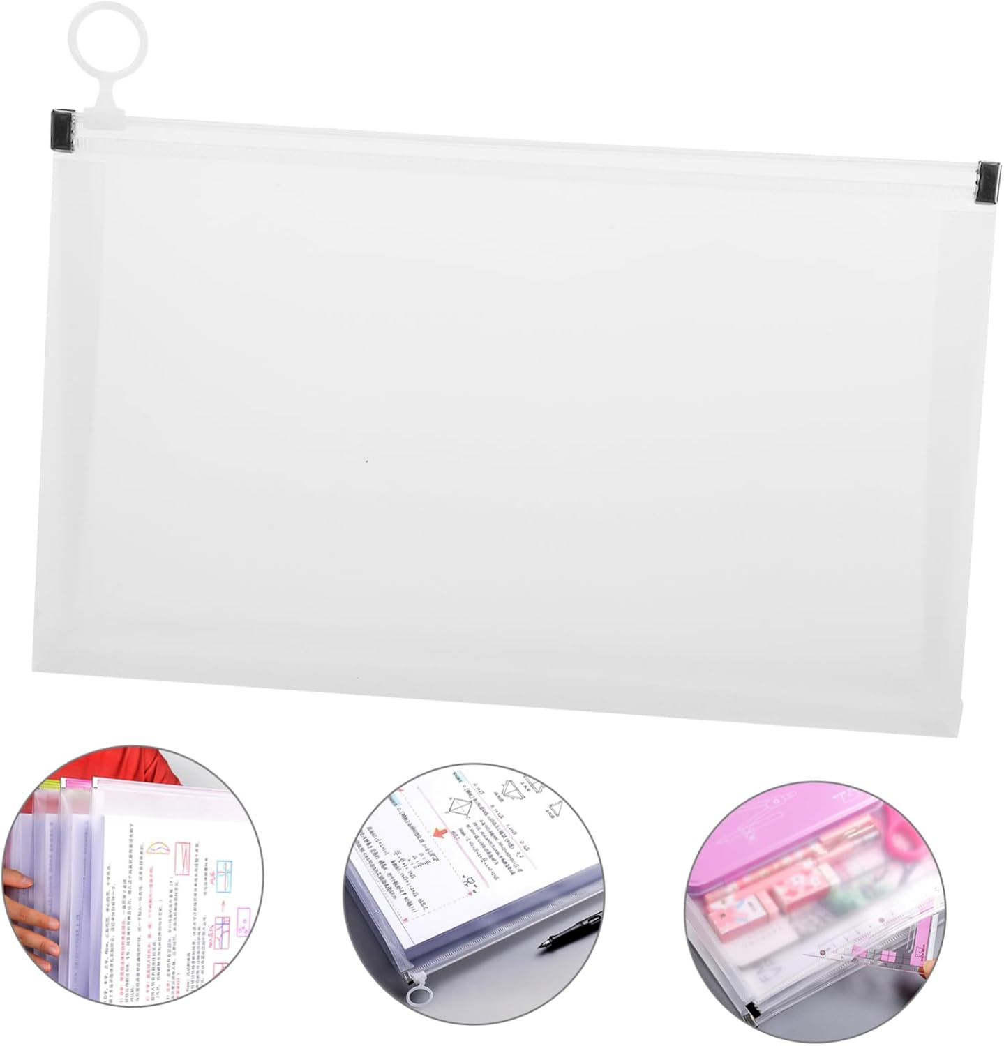 PLAFOPE Zipper Receipt Bag Pouch for Document Storage B5 Size File Bag with Frosted White Edges 4Pcs Large Capacity Safe File Organizer for Office and Travel image number 2