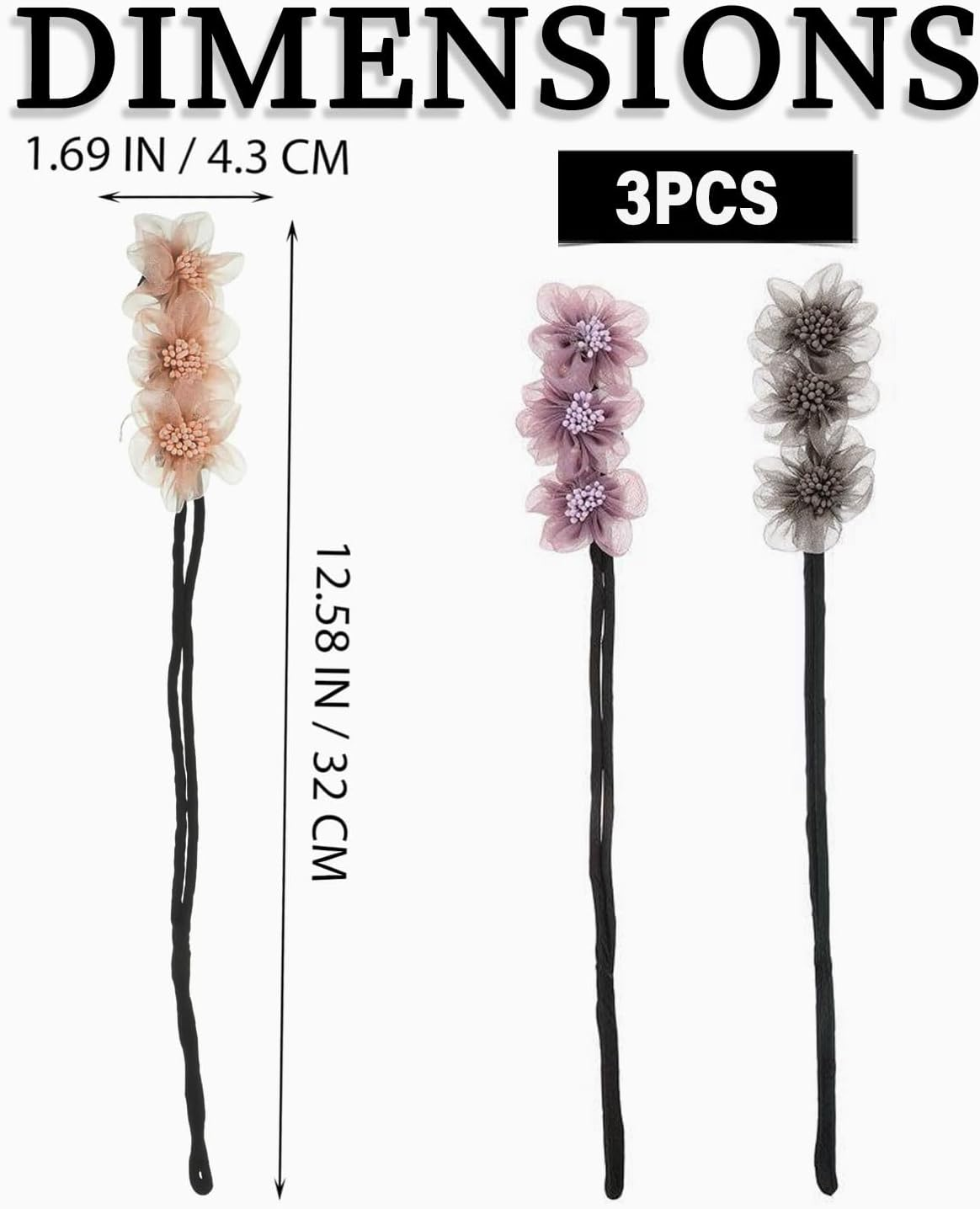 MOPZIJA 3 Pieces Donut Bun Accessories for Thin Hair Bun Donut Women Hair, Flower Hair Bun Maker Twist for Girls and Women, Bun Accessories