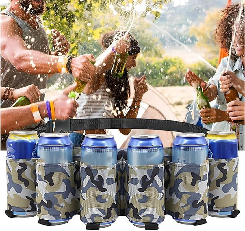 Linyongc 1Pc Portable Beer Holder Belt, 6 Cans, Multicolour Camouflage, Waist Pack, Can Holder image number 6