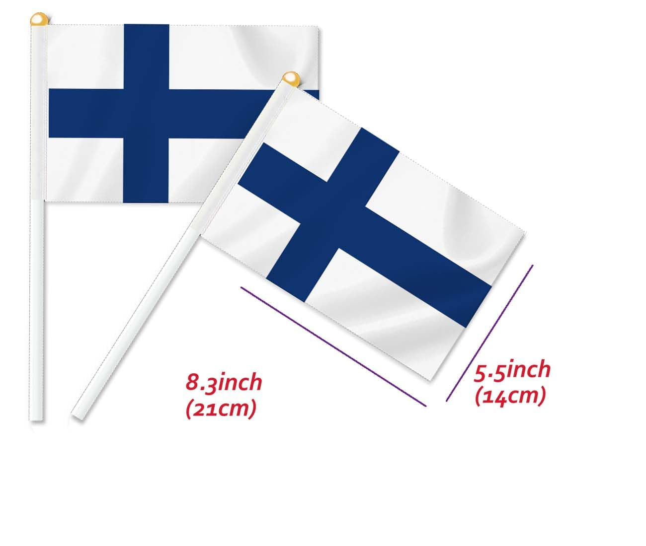 10 PCS Finland Handheld Small Flag, Finns Hand Held Mini Decor Decoration Banner image number 1