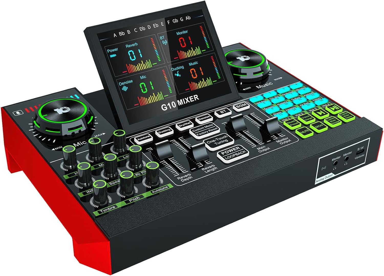 Audio Interface with Mixer and Sound Card, Tenlamp G10 USB Sound Mixer with Voice Changer Soundboard, Studio Portable All-In-One XLR Mixer for Phong PC Live Streaming Podcast Gaming Recording image number 4