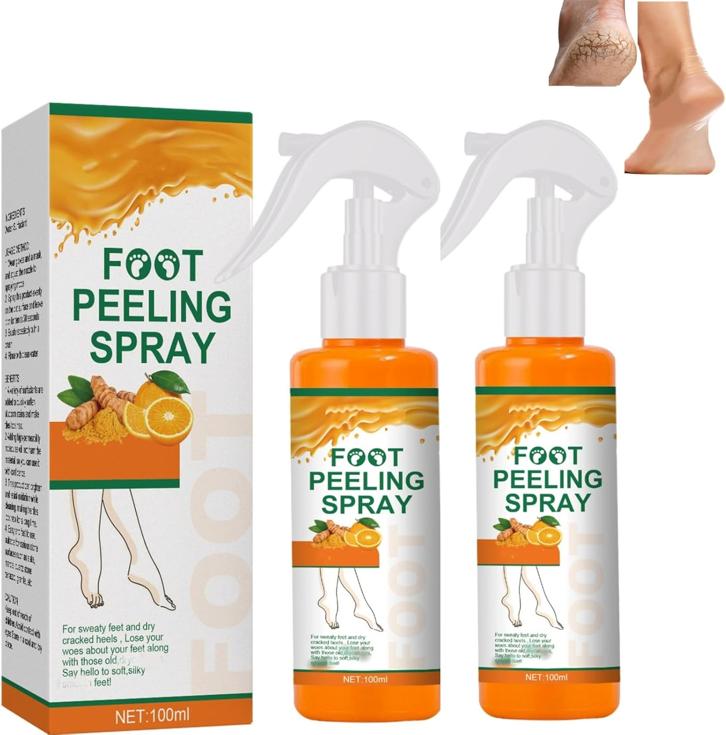 Foot Peeling Spray, Removal Dead Skin, Moisturized and Brighten Skin,Exfoliating Peeling Calluses on Feet, Smoothing Dry & Cracked Feet, Multi - Use for Hands & Joints,Knee,Ankle,Elbow (1PCS)