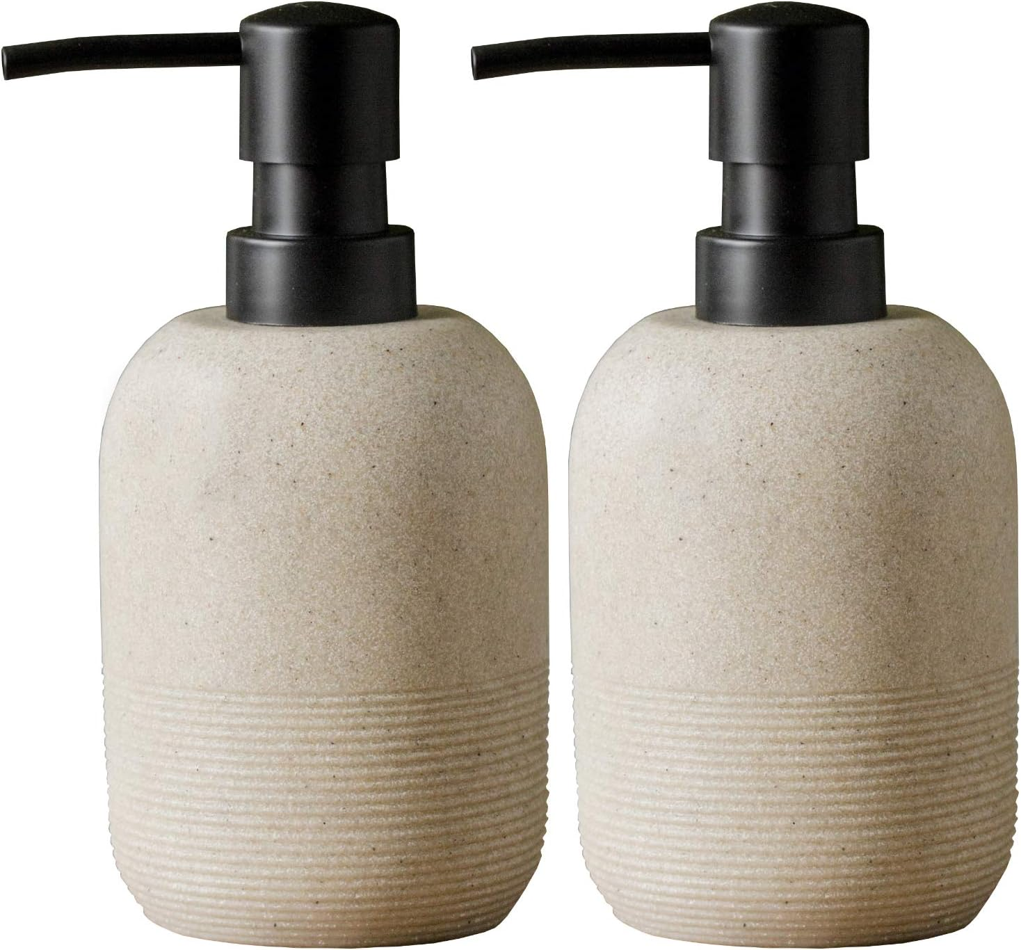 Galdal 2Pcs/Set Beige Hand Soap Dispenser Sets,Resin Liquid Soap Dispenser for Bathroom Countertop,Dish Wash Dispenser for Kitchen.