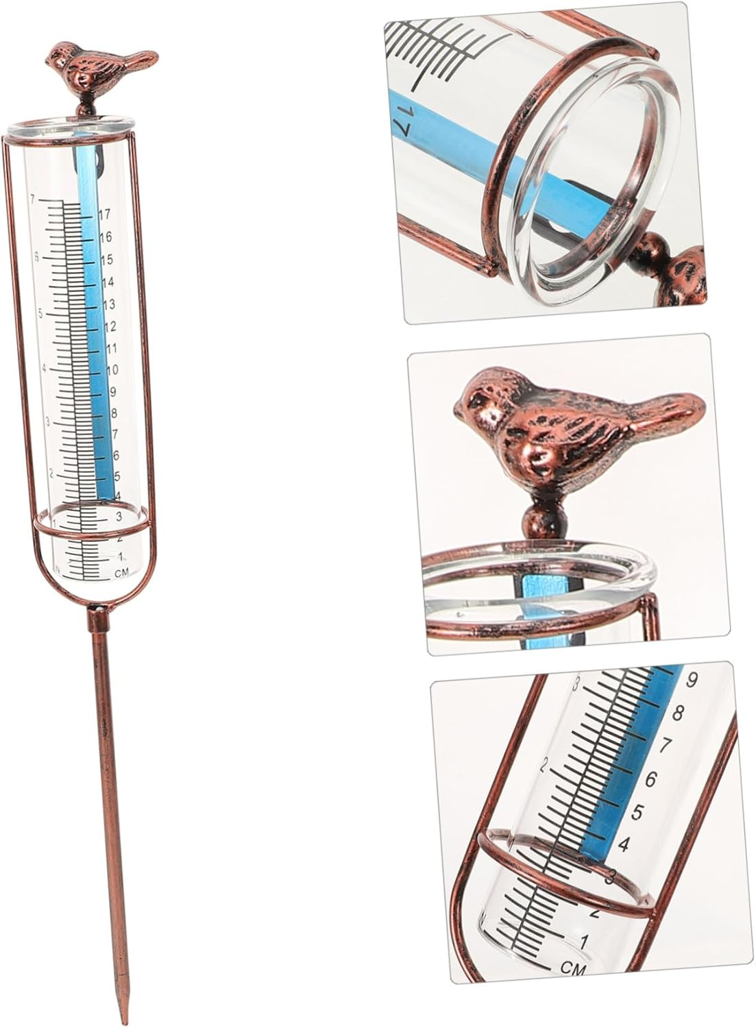 Ibasenice Elegant Brass Replacement Rain Gauge Tube Glass with Red Gasket for Accurate Garden Lawn Rainfall Measurement Graduated Outdoor Tool image number 2