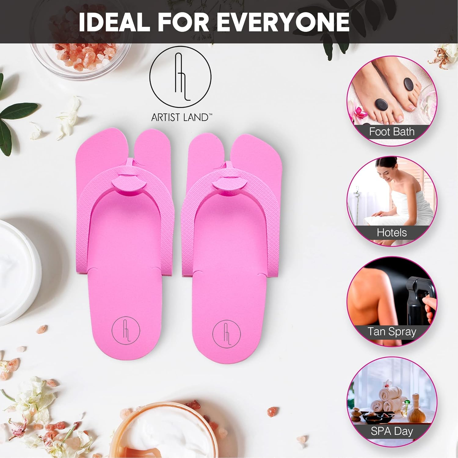 Spa Party Pack 24 Pairs Anti-Slip EVA Pedicure Slippers + 24 Pairs Premium Toe Separators Two Tone Soft & Durable - Bulk 6 Fun Colors Ideal for at Home Spa Party & Nail Salon (48 Pairs Spa Party Pack) image number 5