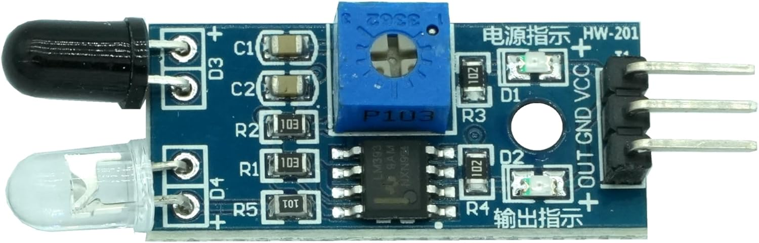 DIGISHUO 10 Pieces IR Infrared Obstacle Avoidance Sensor Module | 3-Wire Reflective Photoelectric Sensor Module | Compatible with Arduino/Raspberry Pi 3/Smart Car Robot image number 3