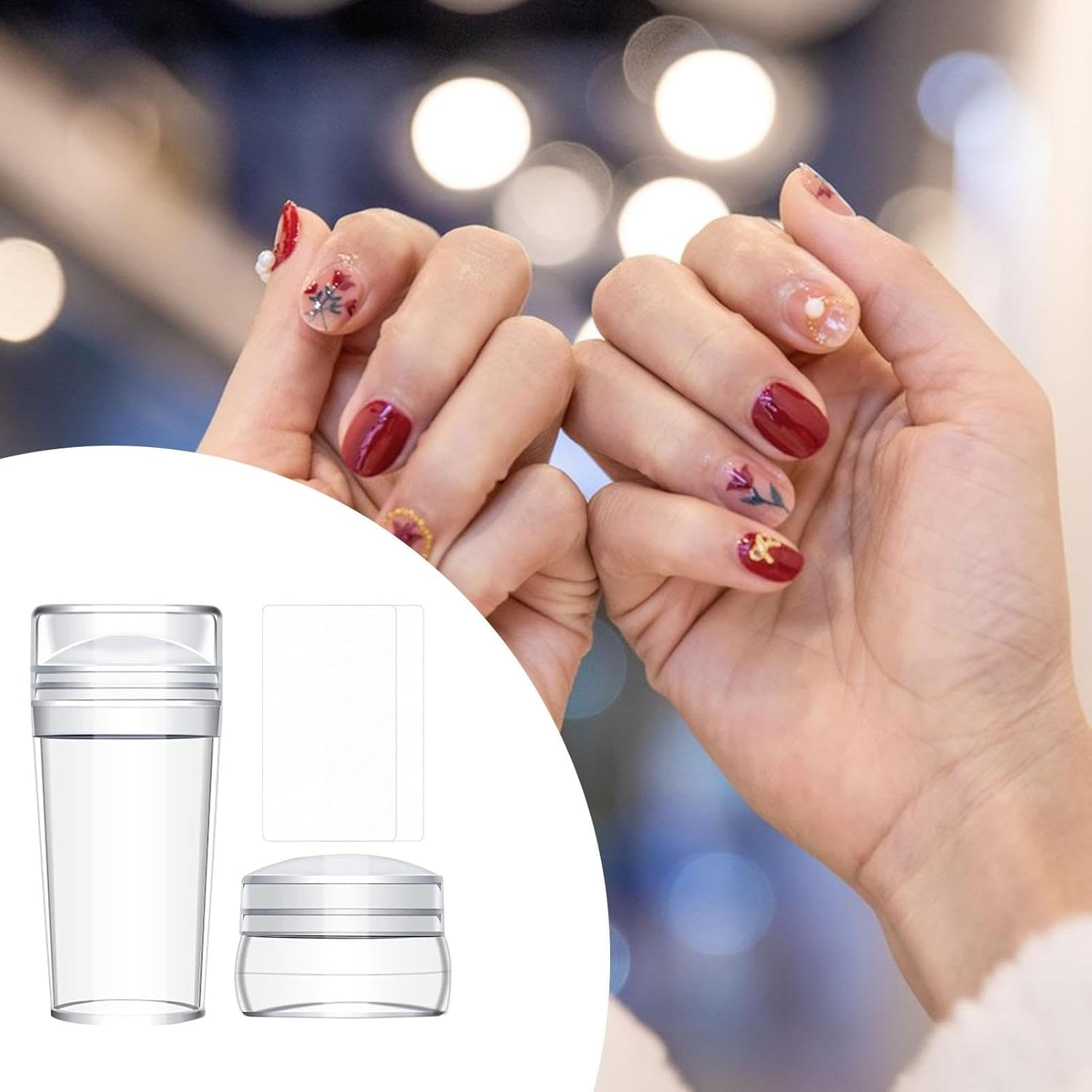 Nail Stamp Set Clear Nail Art Silicone Stamps and Scrapers, Simply Reusable | Perfect DIYS NAGELDESIGN Tools, French Tips Creative Patterns, Professional Stamping Accessories for Women image number 5