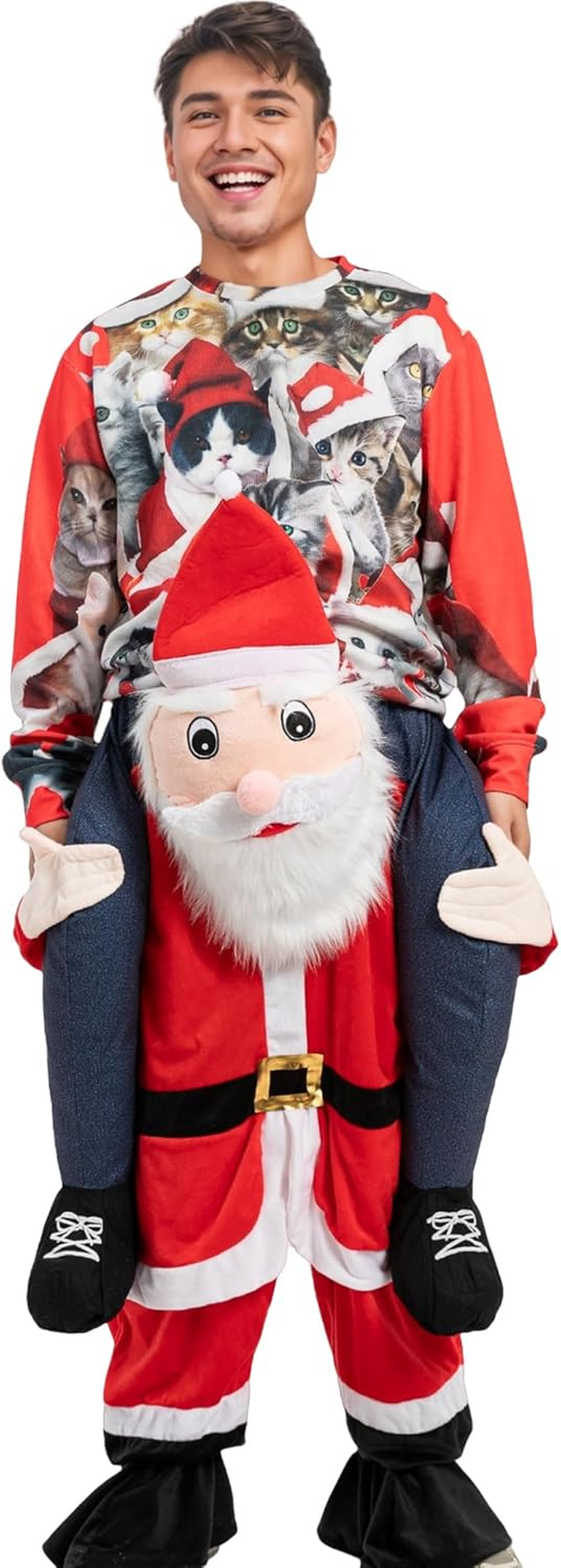 Elf Santa Costume Adult Ride on Christmas Costume Santa Cosplay Suit for Men image number 6