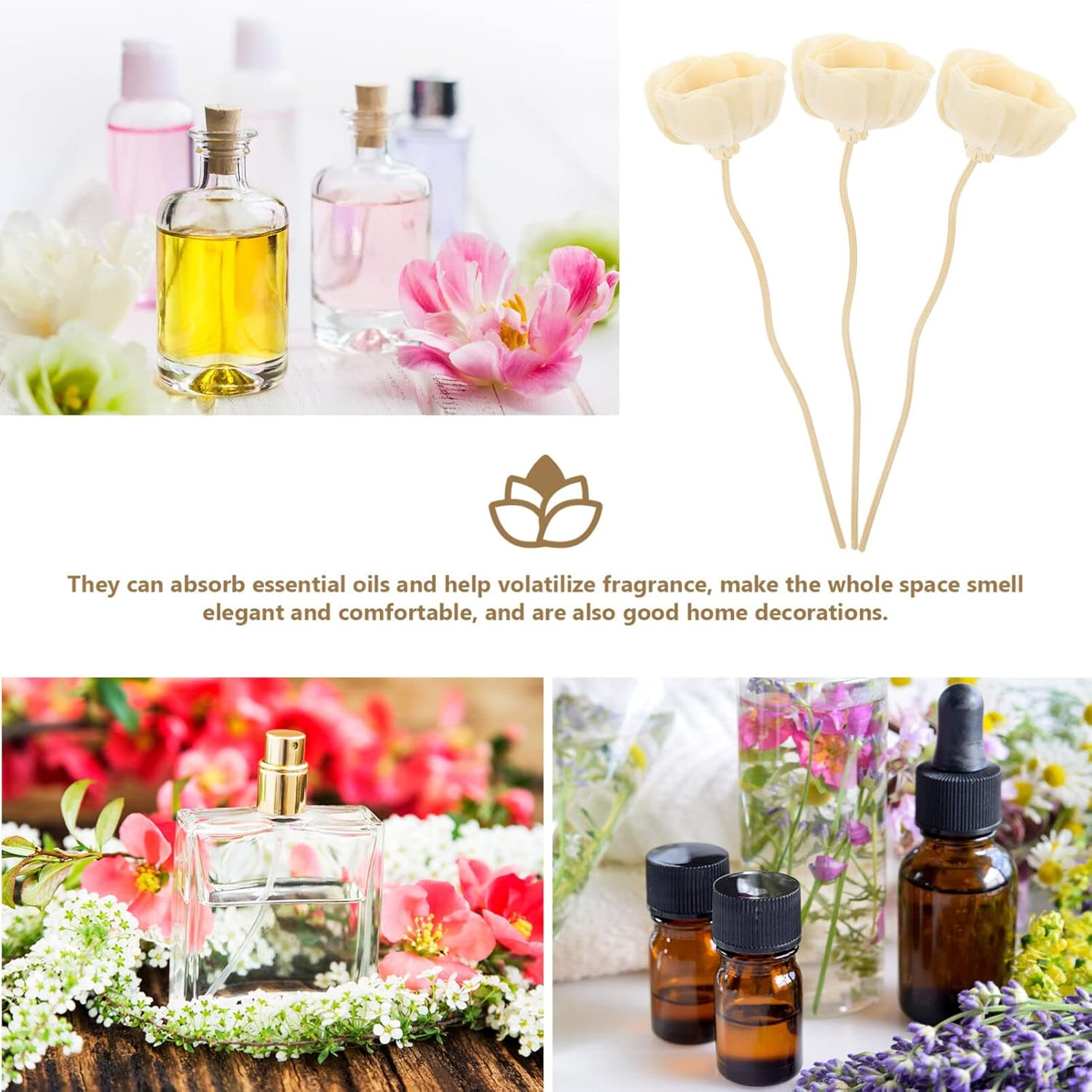 SEWACC 10Pcs Natural Diffuser Sticks Aromatherapy Rattan Flower Reed Sticks for Home Decoration Fragrance Essential Oil Diffusers image number 5