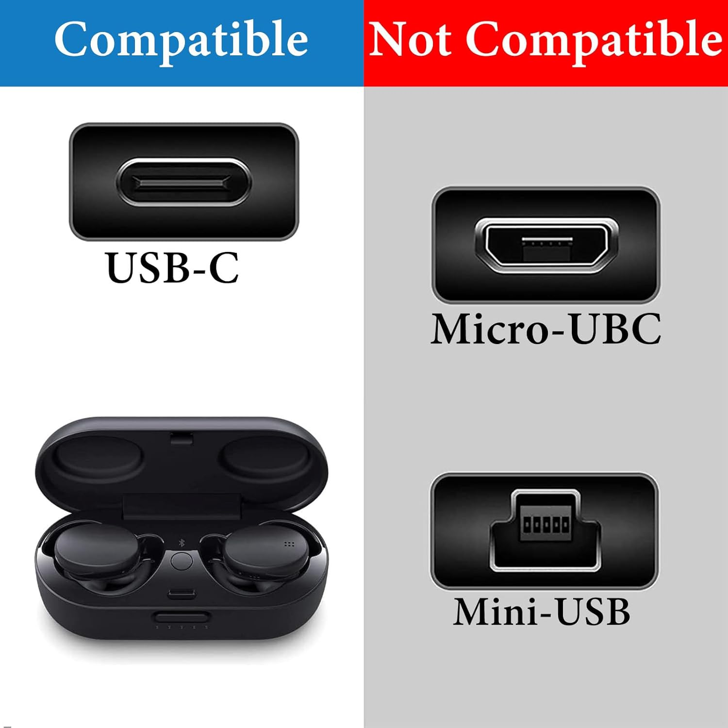 Geekria USB Earbuds Short Charger Cable Compatible with Bose Ultra Open, Earbudsii, Sleepbuds II, USB-C Replacement Vegan Leather Power Charging Cord (1Ft / 30Cm 2Pack)