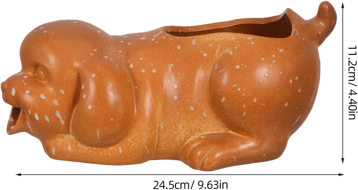 Ceramic Puppy Fountain Spitter for Outdoor Garden and Aquarium Water Feature with Ancient Swamp Filtration Wear-Resistant Pottery Planter Decor for Patio Landscape - Black image number 5