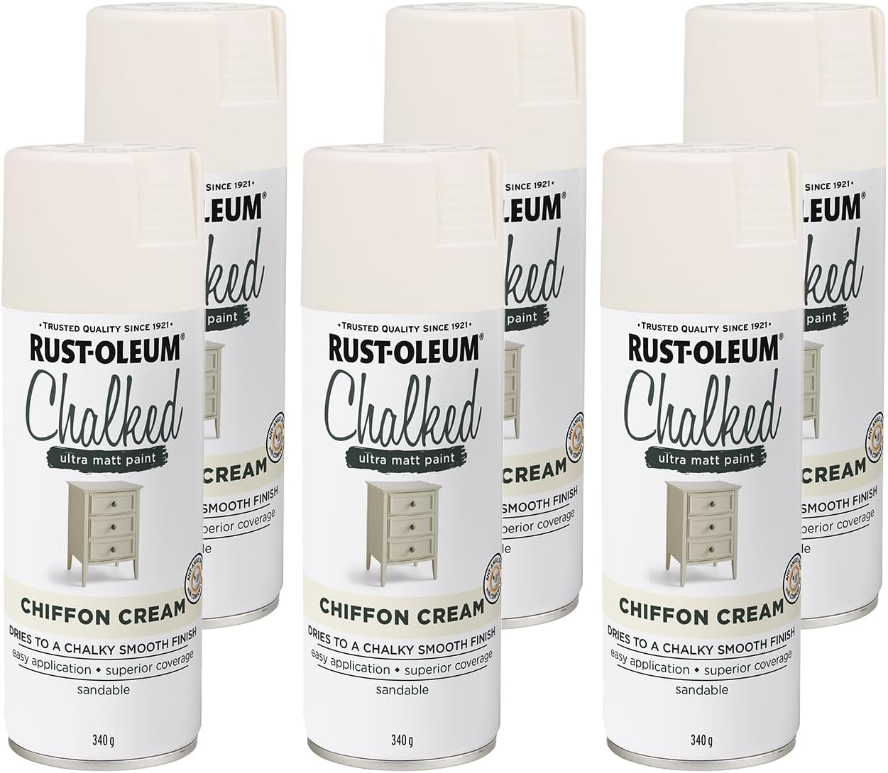 Rust-Oleum Chalked Ultra Matte Spray Paint, Chiffon Cream, 340 G | Velvety Smooth Finish for Furniture, Home D&eacute;cor & DIY Projects