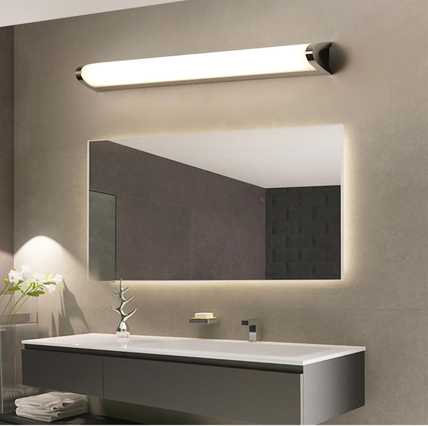 LED Bathroom Wall Light above Mirror Wall Lamp Waterproof IP44 Sconce Wide Lighting Range Silver Bathroom Hotel Toilet Shower Room 3000K/4500K/6500K (Warm Light,60Cm) XXZ image number 3