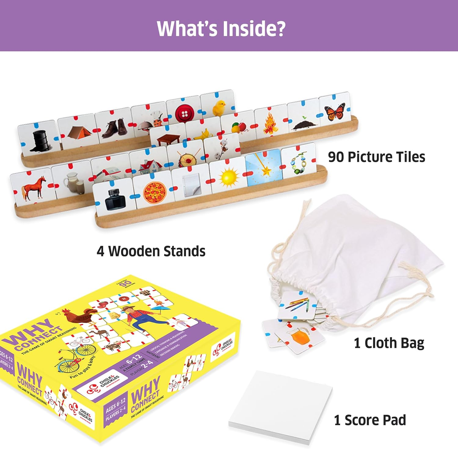 Chalk and Chuckles Board Game - Why Connect, Fun Logical Family Game for Kids Age 6-12 Years, Learning & Educational Toys, Gifts for Boys, Girls 7, 8, 9, 10 Years image number 3