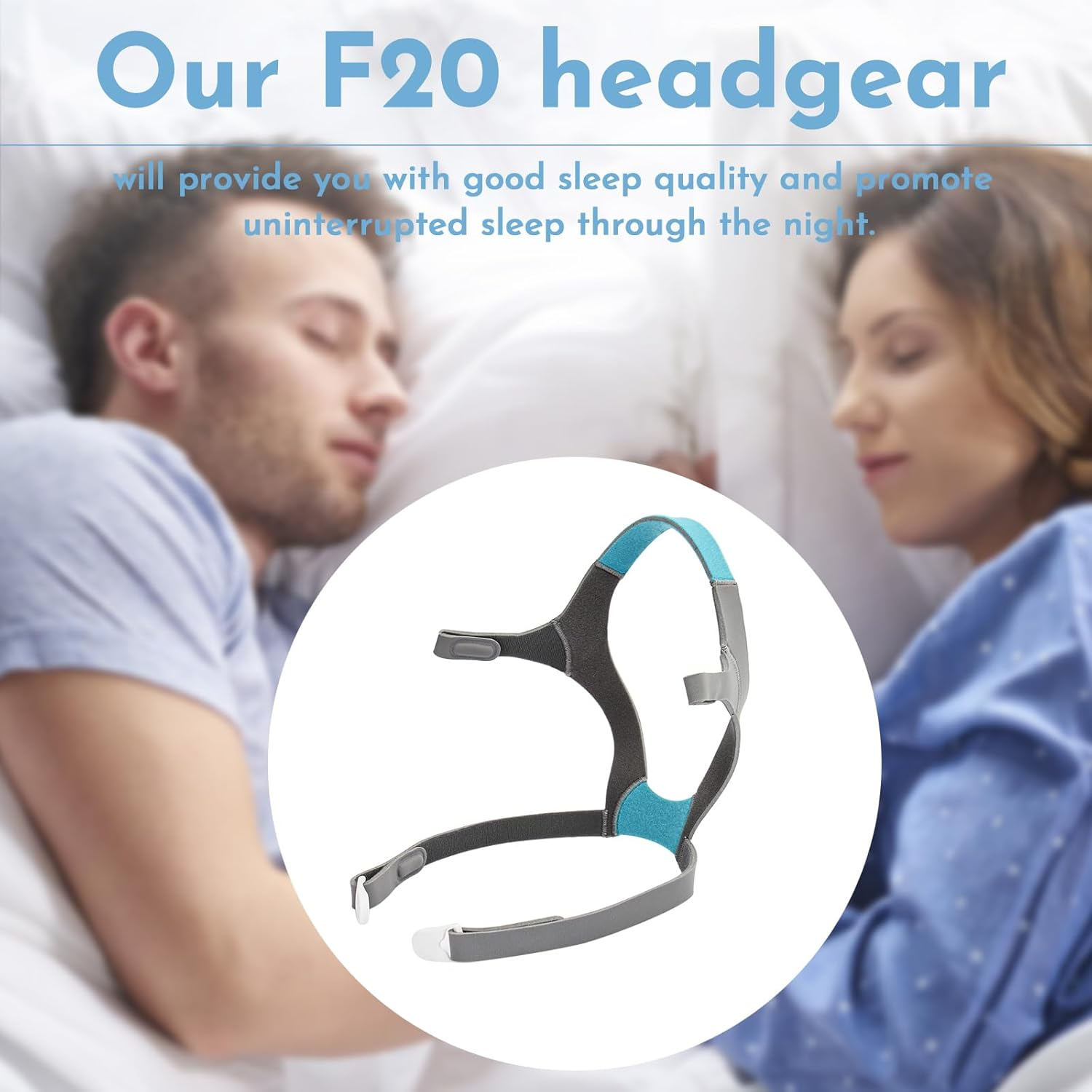 F20 Headgear Compatible with Resmed Airfit/Airtouch F20 N10 Full Face Mask, Adjustable Comfortable CPAP Head Strap with 2 Magnetic Clips image number 1