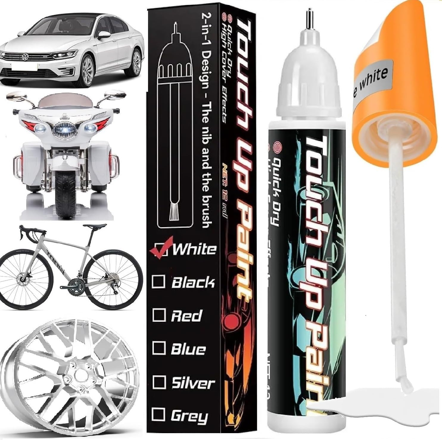 Touch up Paint for Cars, Wheel Scratch Repair Pen, Car Rim Paint, Quick and Easy, Auto Scratch Erase, Automotive Scratch Remover for Deep Scratch (Black)