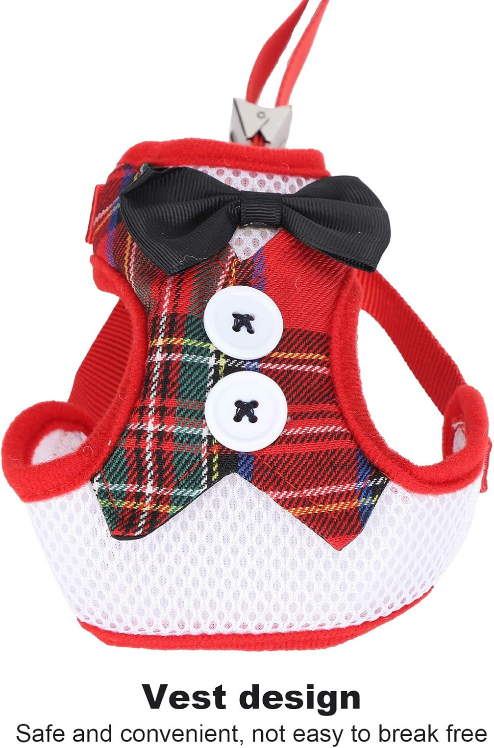 Cat Harness and Leash Set, Breathable Cat Vest Harness with Leash, Pet Adjustable Escape Proof Vest Strap for Small Large Cats Puppy Small Animals Walking (Red Grid) image number 6