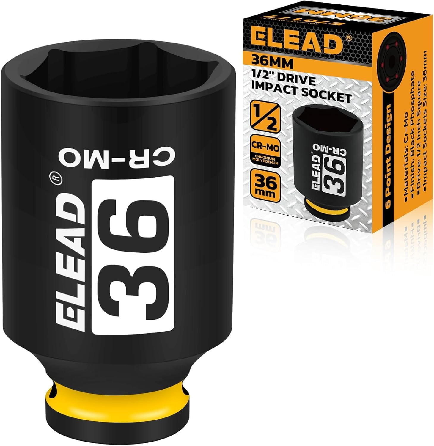 ELEAD 1/2" Drive Deep Impact Socket, 34 Mm Metric 6 Point 1/2-Inch Drive Impact Axle Nut Sockets, CR-MO Nut Socket Set, Oil Filter Sockets, Tools for Easy Removal of Axle Shaft Nuts image number 4