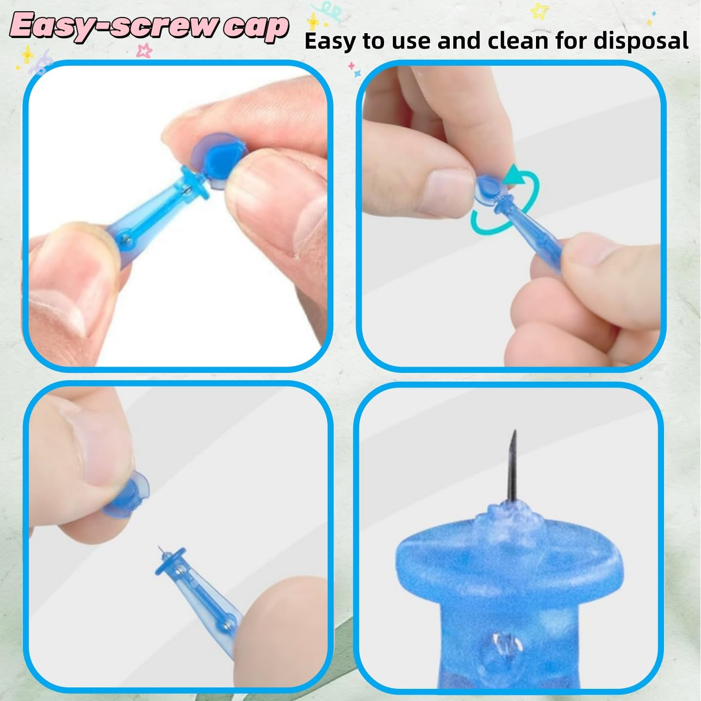 Hpessoterr 50 Pcs Acne Pimple Needles,Sterile Needles for Pimples, Suitable for Acne, Blackhead and Acne Removal, Clean Skin, Pimple Popper Set for Salon and Home Use(Blue） image number 1