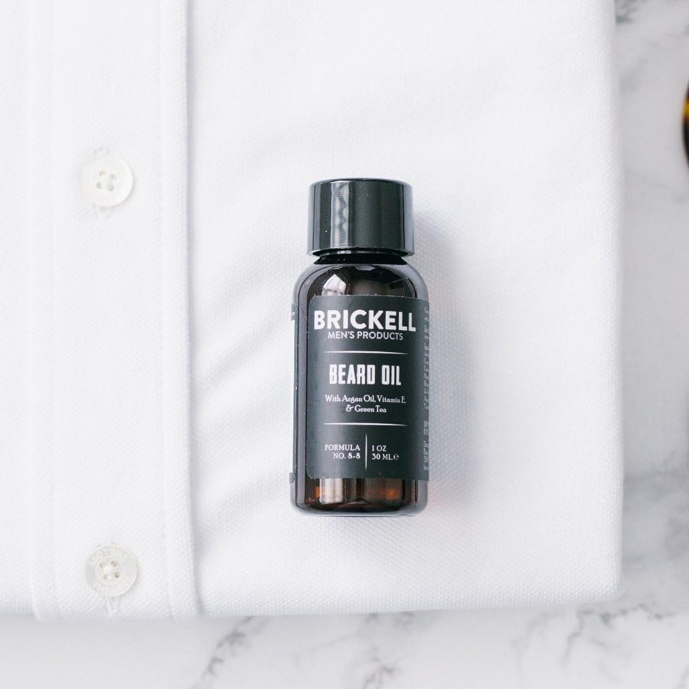 Brickell Men'S Beard Oil for Men, Natural and Organic Argan and Jojoba Oil to Strengthen and Soften Hair, 1 Ounce, Scented
