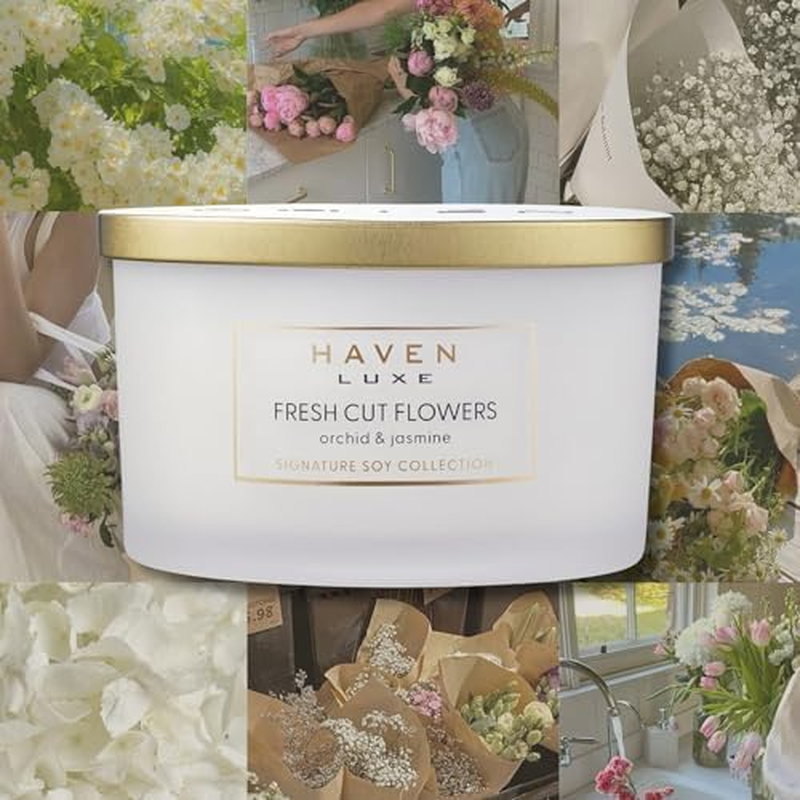 Haven Orchid & Jasmine Scented Candle in Glass Jar - Clean-Burning Soy Wax Blend with Natural Cotton Wick - Long-Lasting Aromatherapy Candle for Home Decor & Fragrance image number 2
