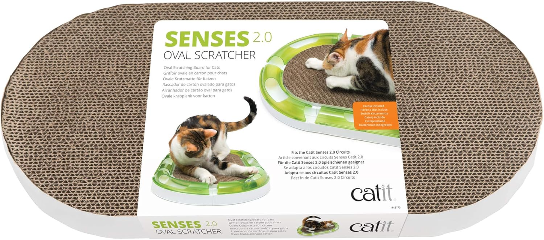 Catit Senses 2.0 Oval Cat Scratcher, Interactive Cat Toys image number 2