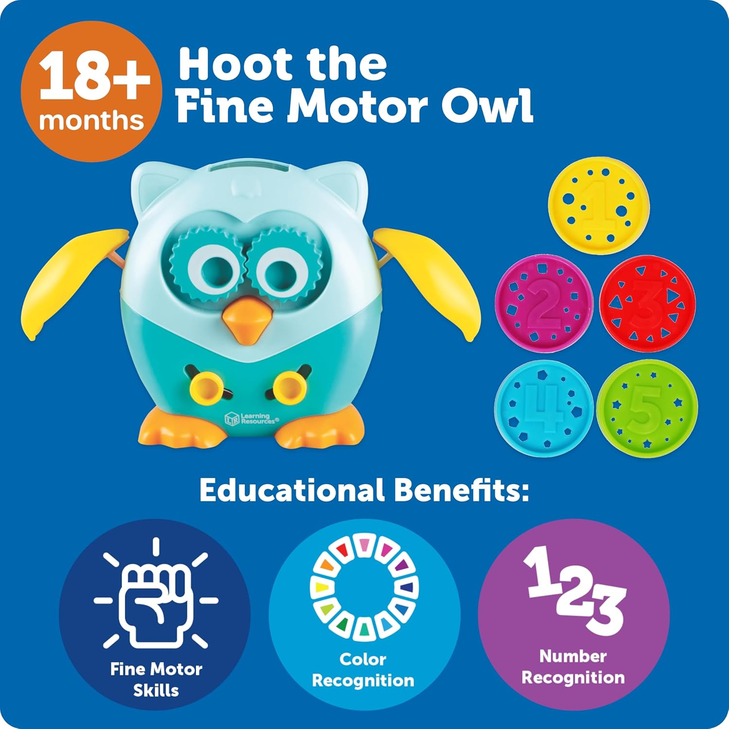 Learning Resources Hoot the Fine Motor Owl - 6 Pieces, Ages 18+ Months Toddler Learning Toys, Fine Motor and Sensory Toys for Toddlers, Educational Toys for Toddlers image number 2