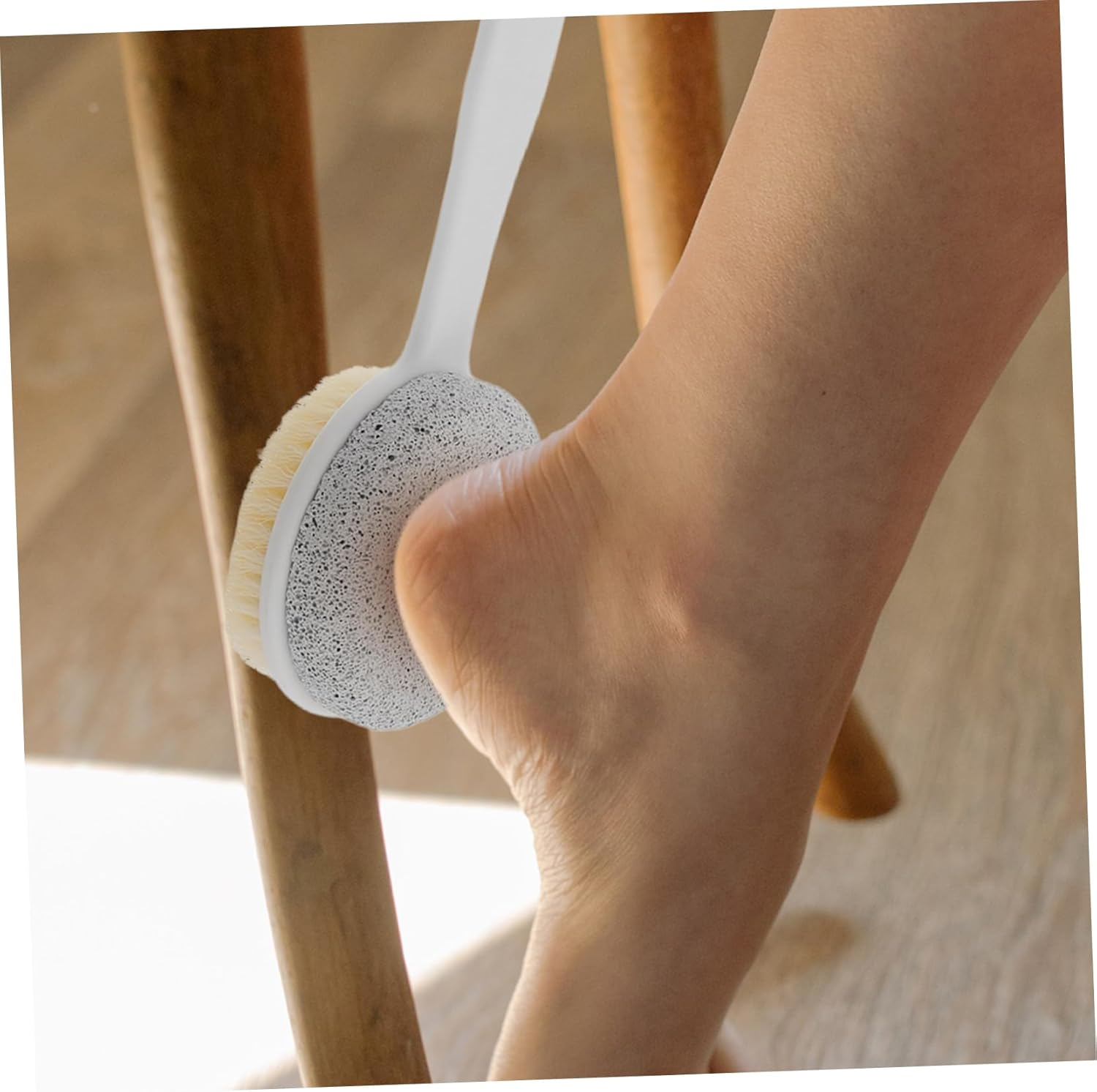 Mikinona Foot Scrubber Exfoliating Pumice Stone Brush Long Handle Callus Remover Foot Care Tool Pedicure Foot File image number 6