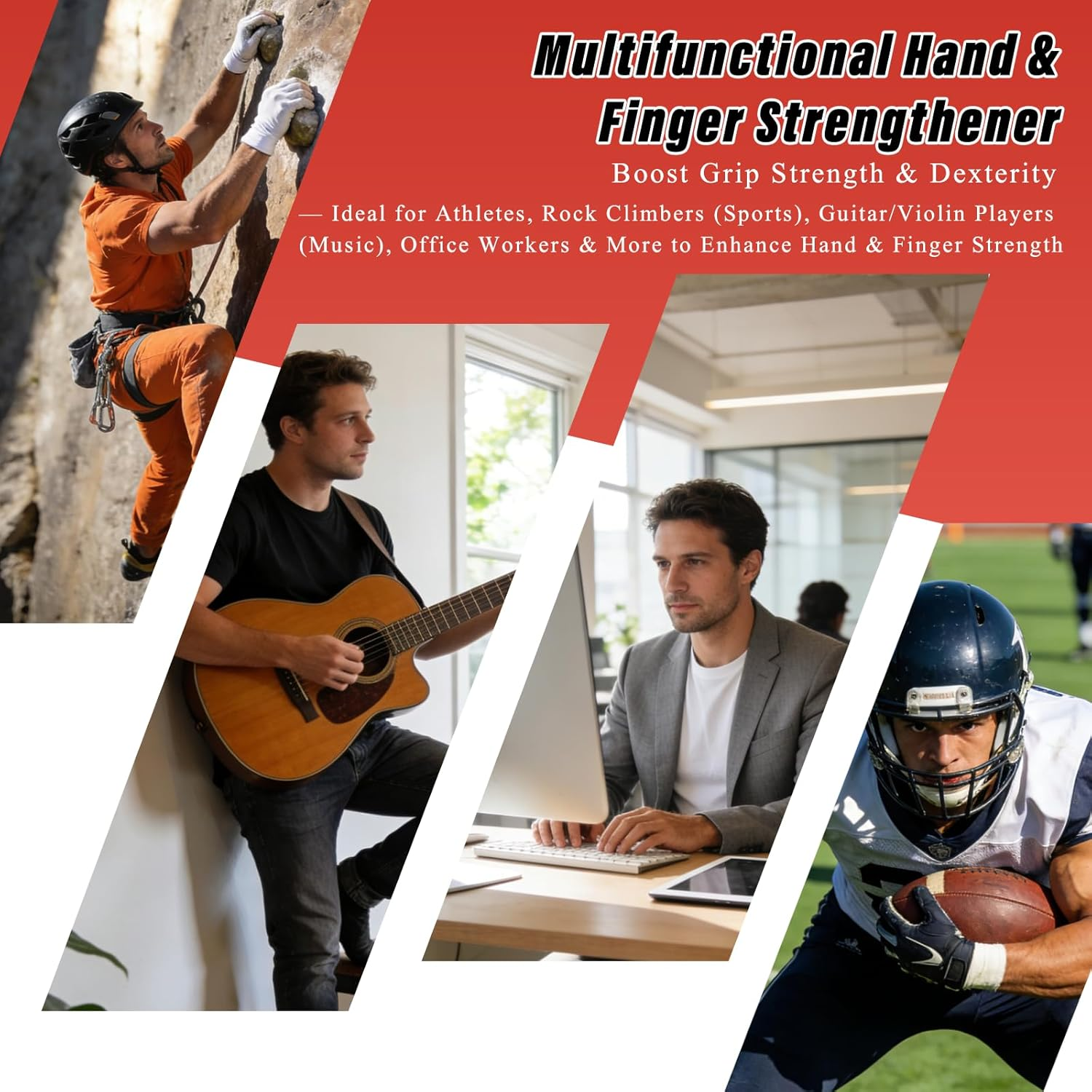 Hand Grip Strength Training Set, 8-Piece Exercise Kit with 2 Color Adjustable Gripper, 4 Color Finger Stretcher & 2 Grip Ring image number 3