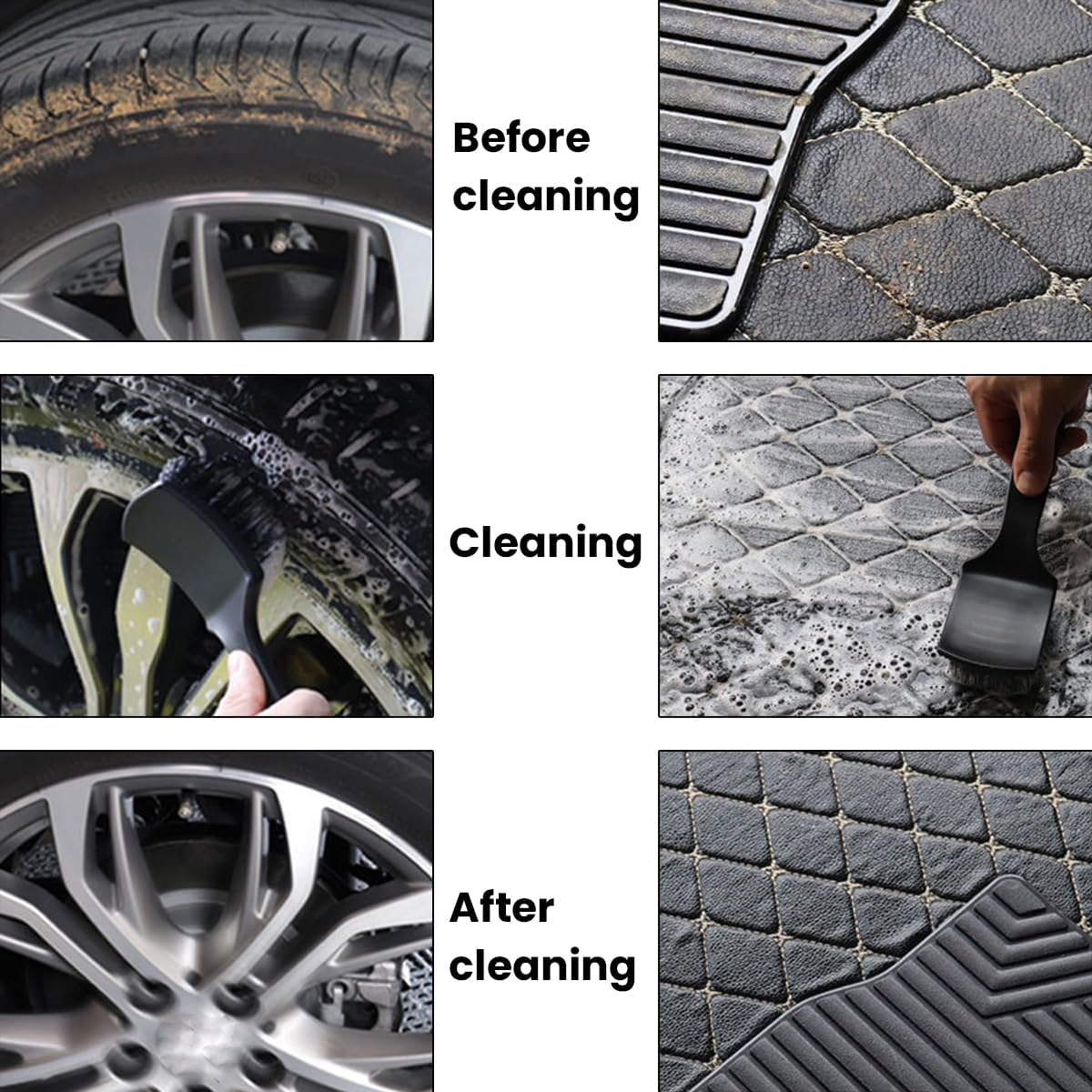 JNNJ Pack of 2 Wheel Rim Brush, Non-Slip Grips Tyre Brush, Car Care Tyre Brush, Car Wheel Cleaning Brush, Rim Cleaner Brush for Motorcycle, Bicycle (White) image number 3