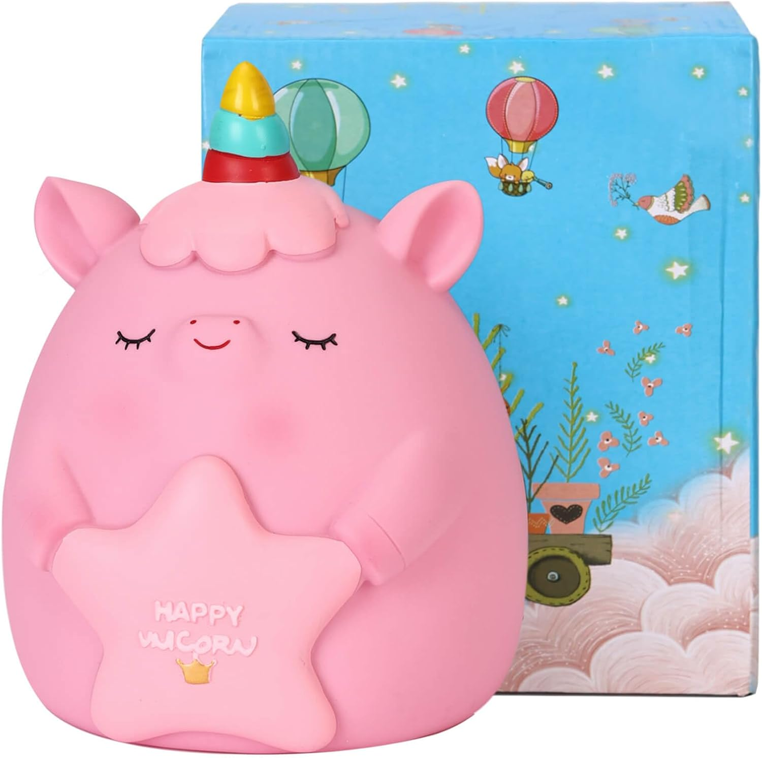 PHOCAS Unicorn Piggy Bank Unbreakable Cute Pink Pig Money Bank Plastic Money Box Kids for Christmas Birthday Gift (Pink)