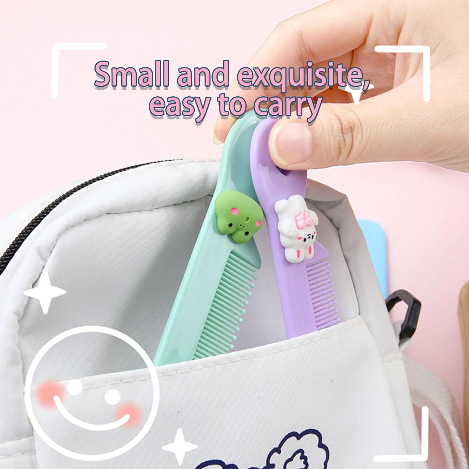 6Pcs Hair Comb, Newborn Baby Hair Brush Set, Cartoon Portable Bangs Wide Tooth Comb, Suitable for Wet Dry Curly Hair of Girls and Boys, Animal Shapes image number 4