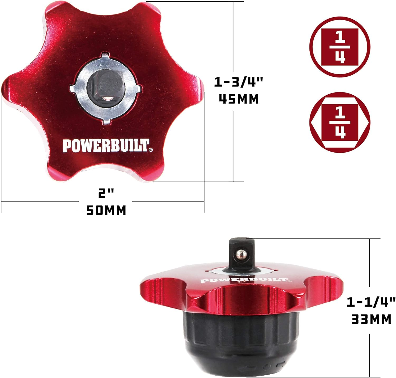 Powerbuilt 1/4-Inch Drive 2 in 1 Thumb Ratchet & Bits Driver, Finger Ratchet,Red,941248