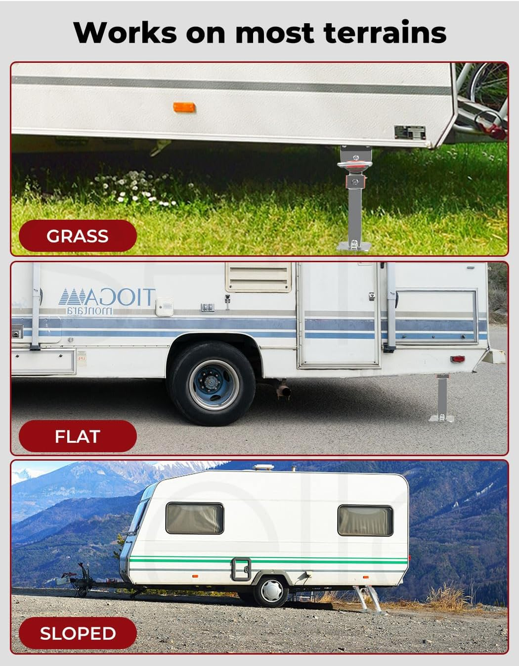 Manan 2X 400Mm Caravan Stabilizer Legs 400 Trailer Camper Drop down Corner Steady Stabiliser Leg 1200Lbs Steel Silver